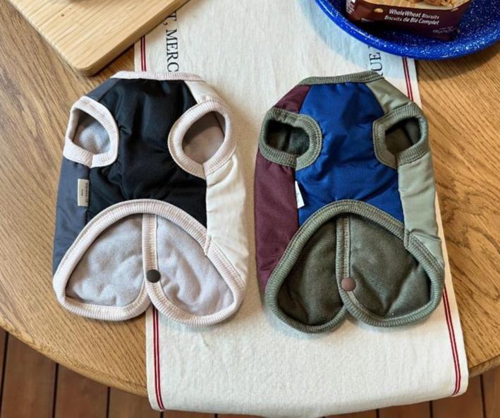Tricolor Padded Dog Vest, Fleece Lined, Winter Layer - NKpup
