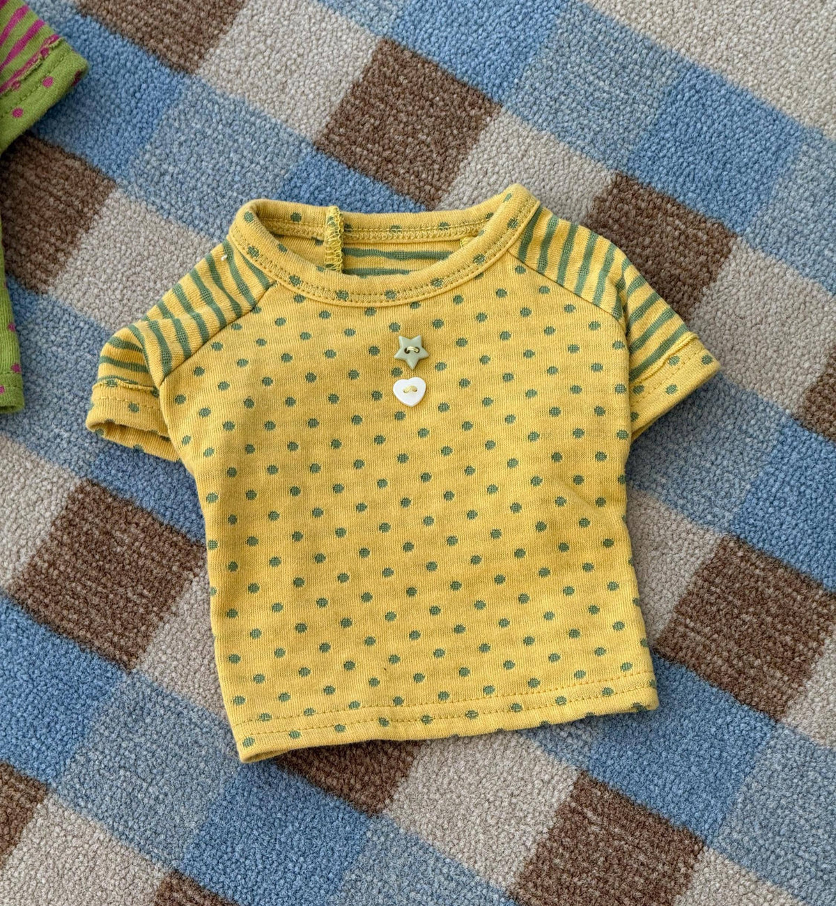Cute Button Dot Dog Shirt, Striped Sleeves, Playful Detail - NKpup