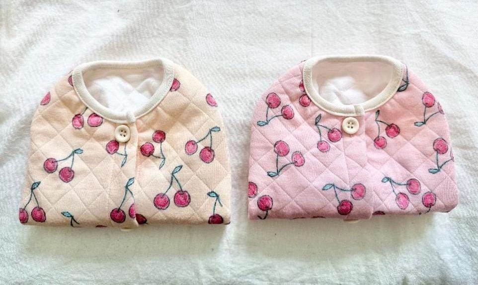 Cherry Quilted Dog Vest, Button Front, Cozy Layering Top - NKpup
