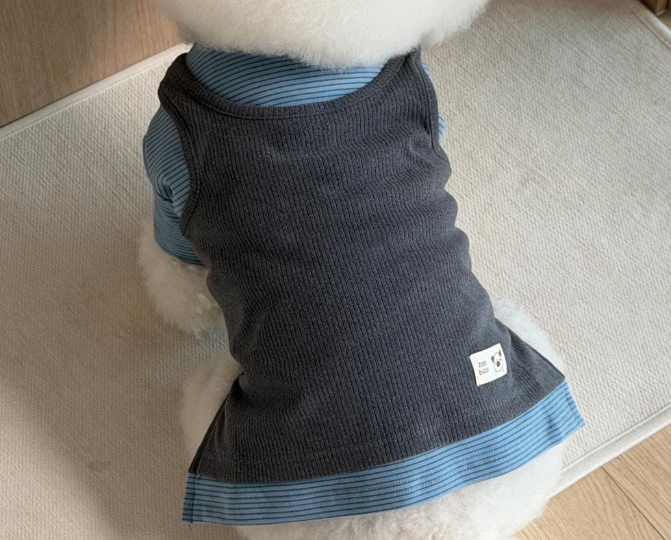 Bagel Layered Dog Shirt, Ribbed Texture, Two-Tone Design - NKpup