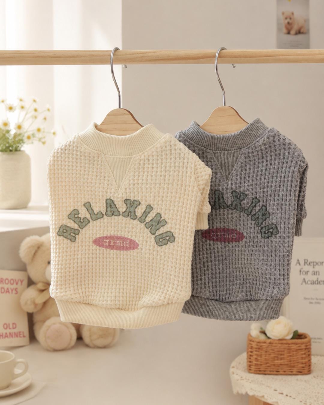 Relaxing Waffle Dog Shirt, Graphic Detail, Casual Pullover - NKpup