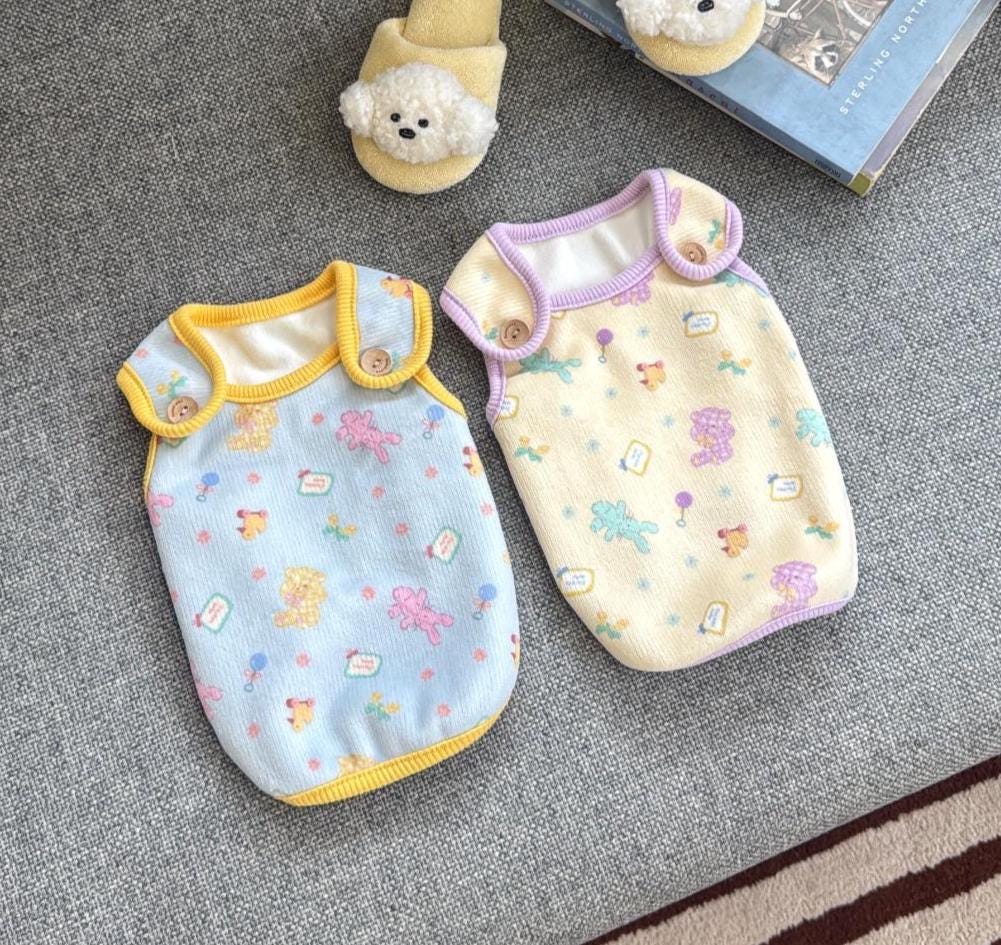Toy Dog Vest, Pastel Character Print, Rounded Collar - NKpup