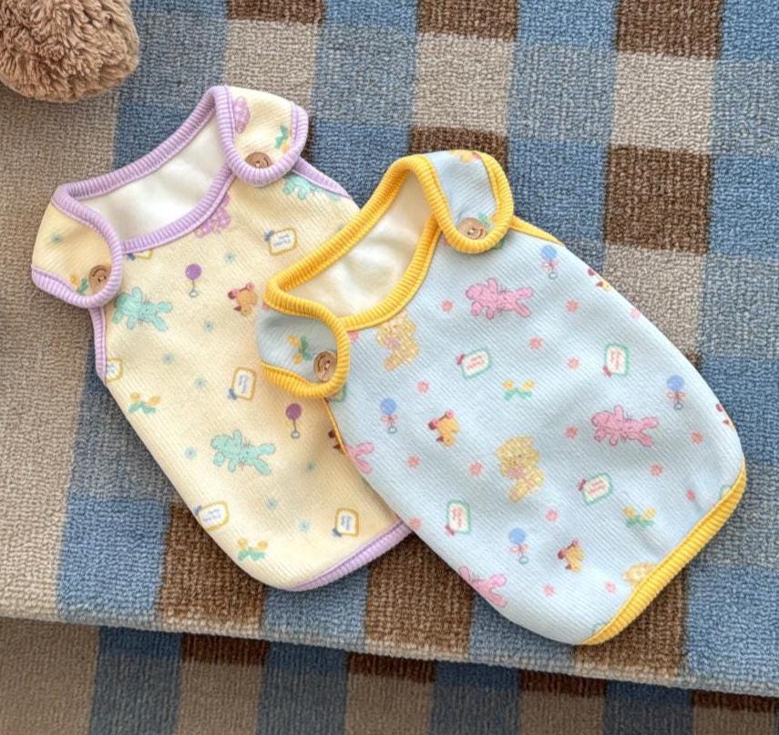 Toy Dog Vest, Pastel Character Print, Rounded Collar - NKpup