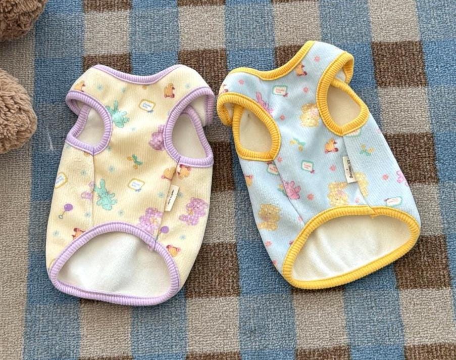 Toy Dog Vest, Pastel Character Print, Rounded Collar - NKpup