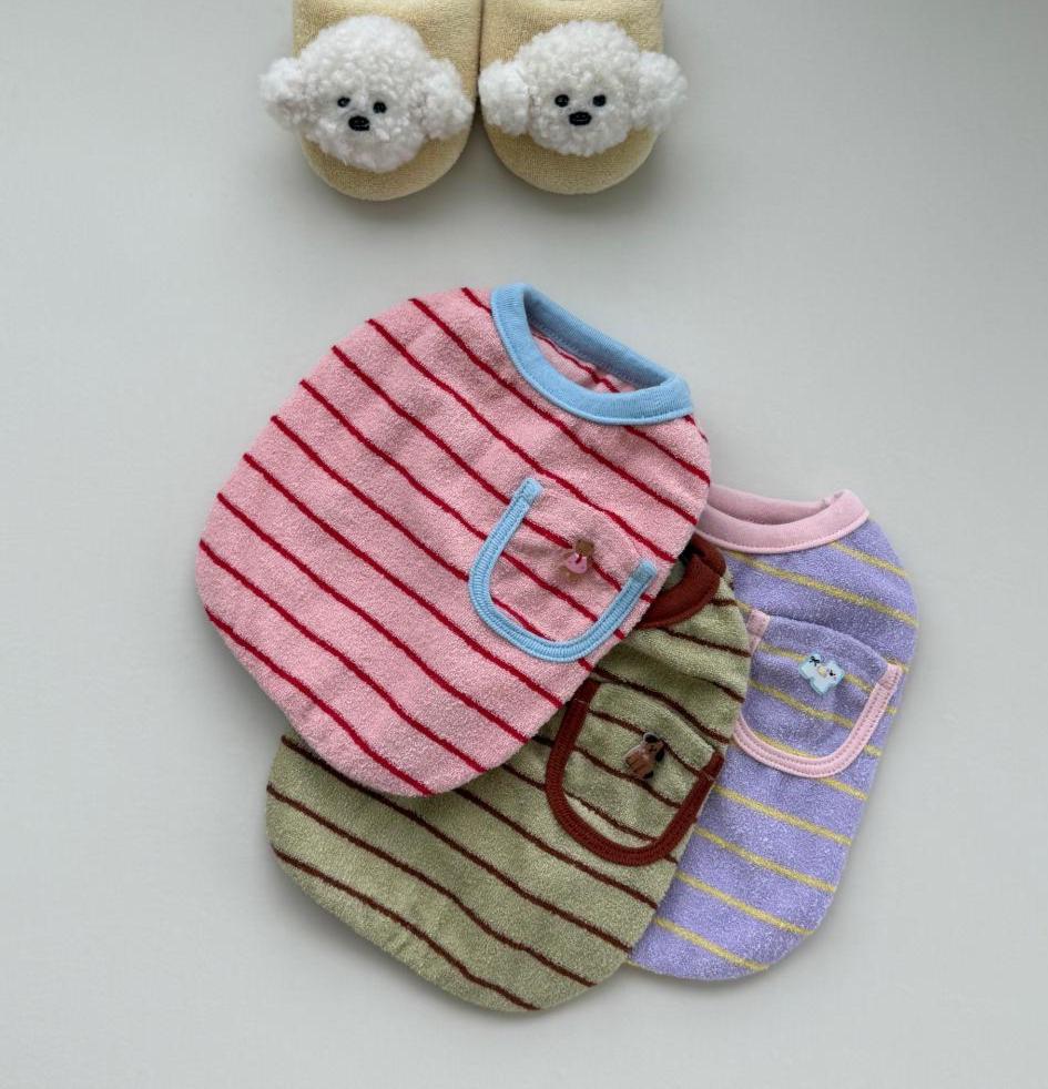 Poki Stripe Dog Shirt, Fuzzy Texture, Mini Pocket - NKpup