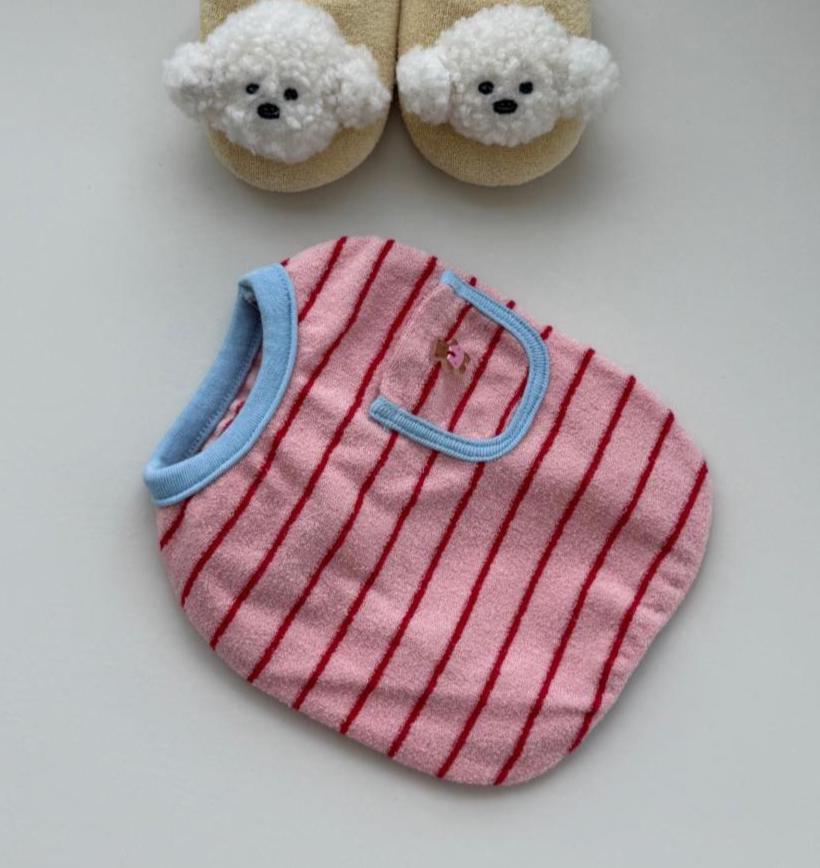 Poki Stripe Dog Shirt, Fuzzy Texture, Mini Pocket - NKpup