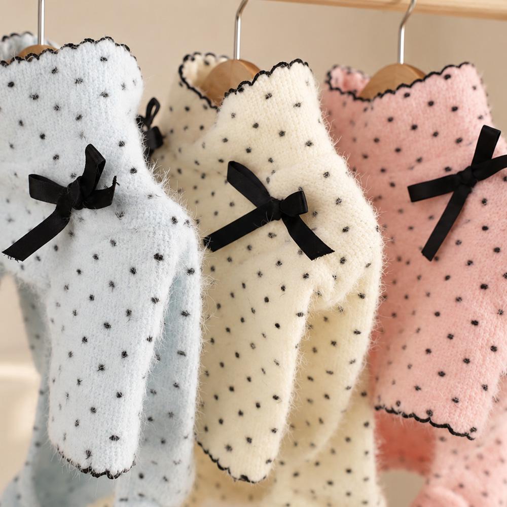 Snow Dot Dog Shirt&Overall, Bow Detail, Lettuce Edge - NKpup