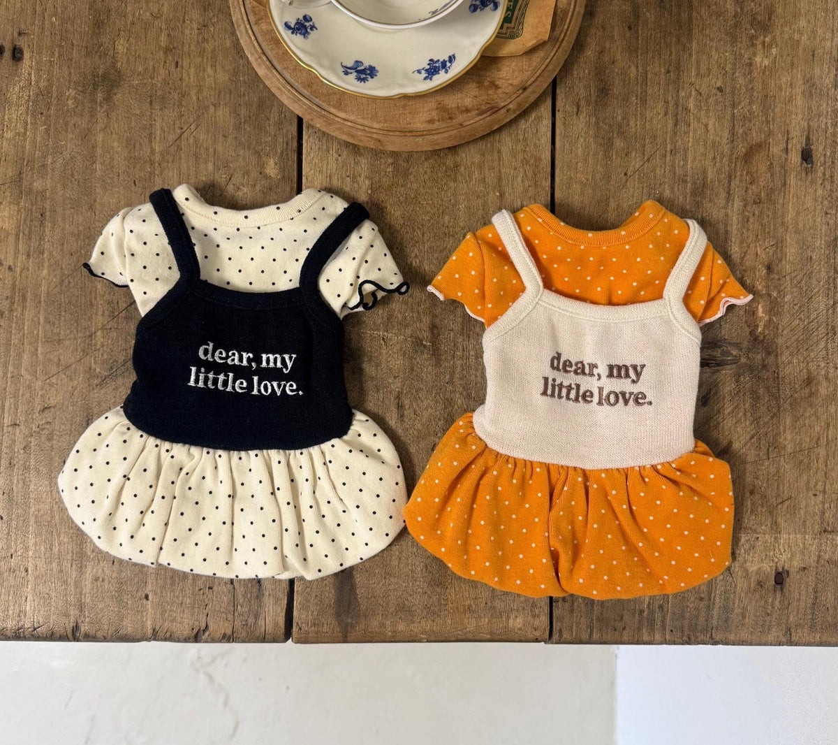 Little Dot Layered Dog Dress, Cami Overlay, Gathered Skirt - NKpup