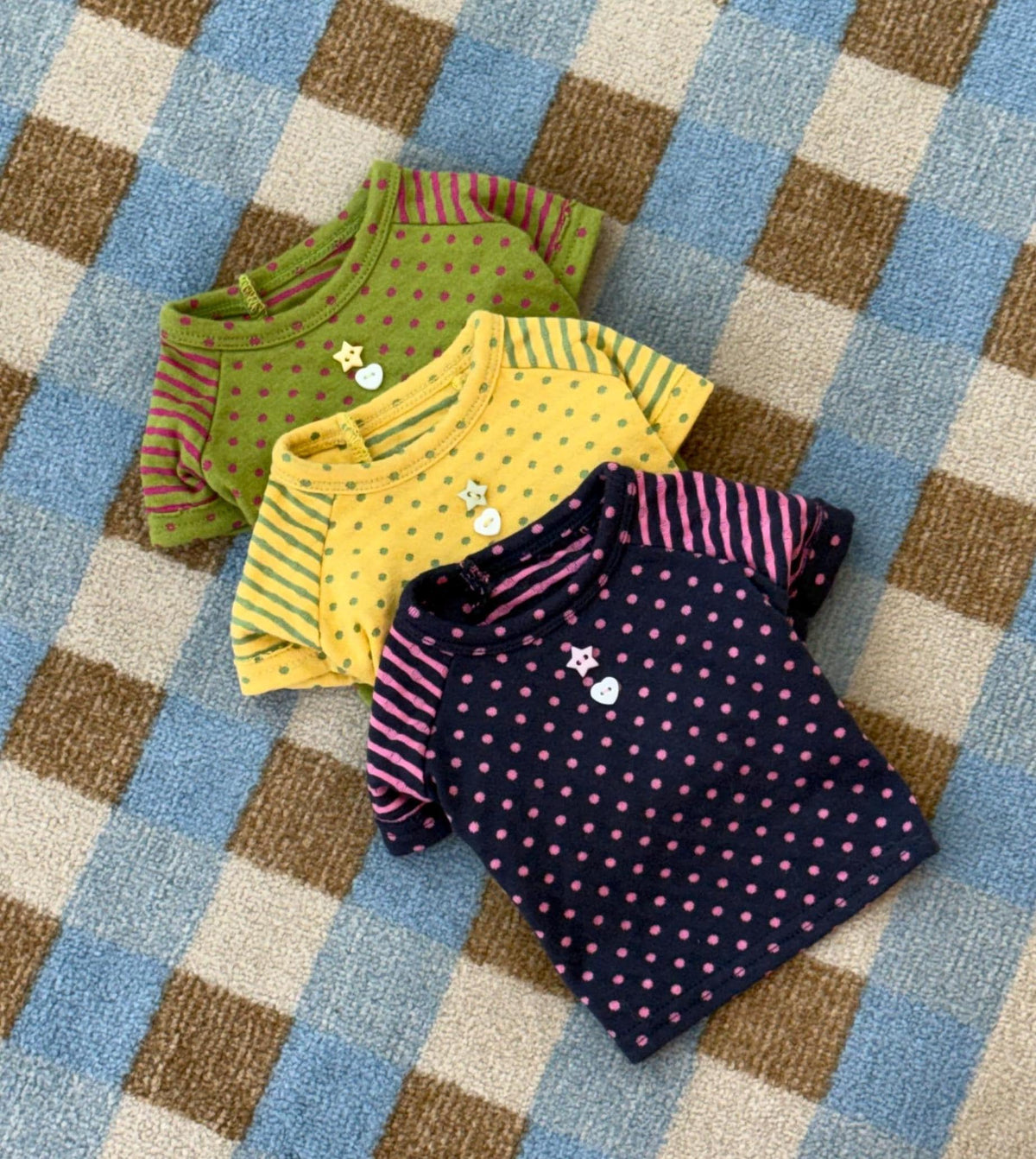 Cute Button Dot Dog Shirt, Striped Sleeves, Playful Detail - NKpup