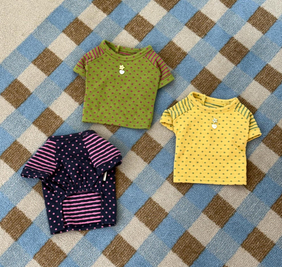 Cute Button Dot Dog Shirt, Striped Sleeves, Playful Detail - NKpup