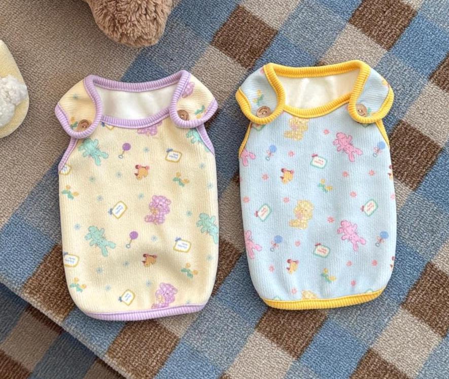 Toy Dog Vest, Pastel Character Print, Rounded Collar - NKpup