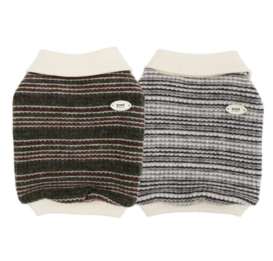 Stripe Collar Knit Dog Vest, Soft Stretch Blend, Ribbed Hem - NKpup