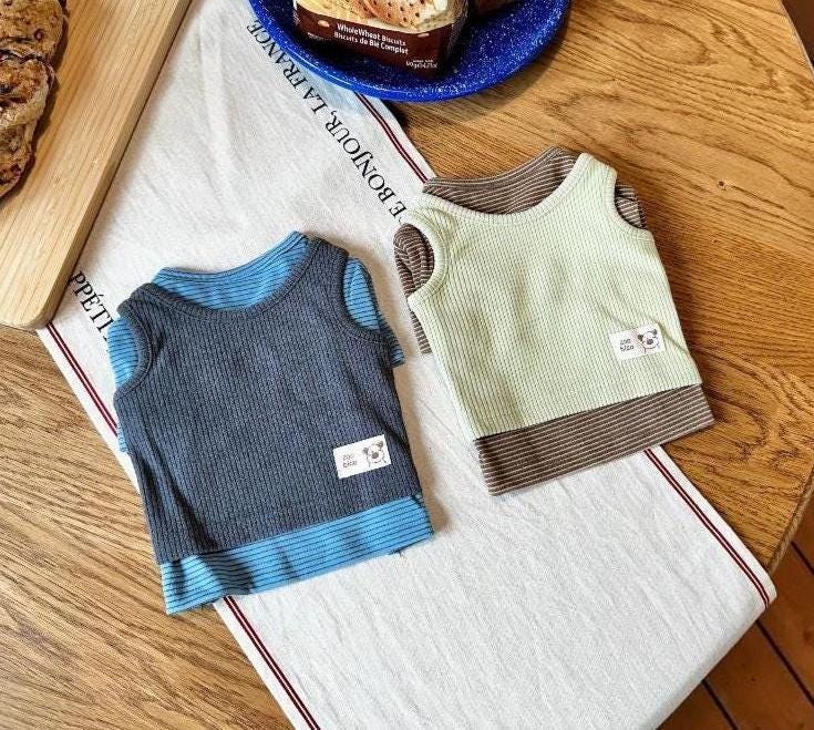 Bagel Layered Dog Shirt, Ribbed Texture, Two-Tone Design - NKpup