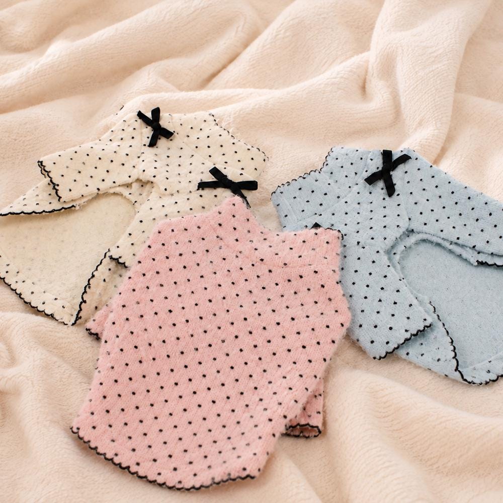 Snow Dot Dog Shirt&Overall, Bow Detail, Lettuce Edge - NKpup