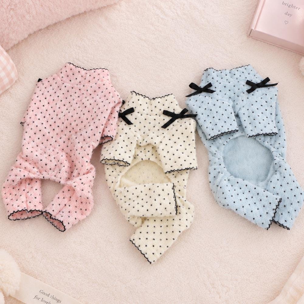 Snow Dot Dog Shirt&Overall, Bow Detail, Lettuce Edge - NKpup