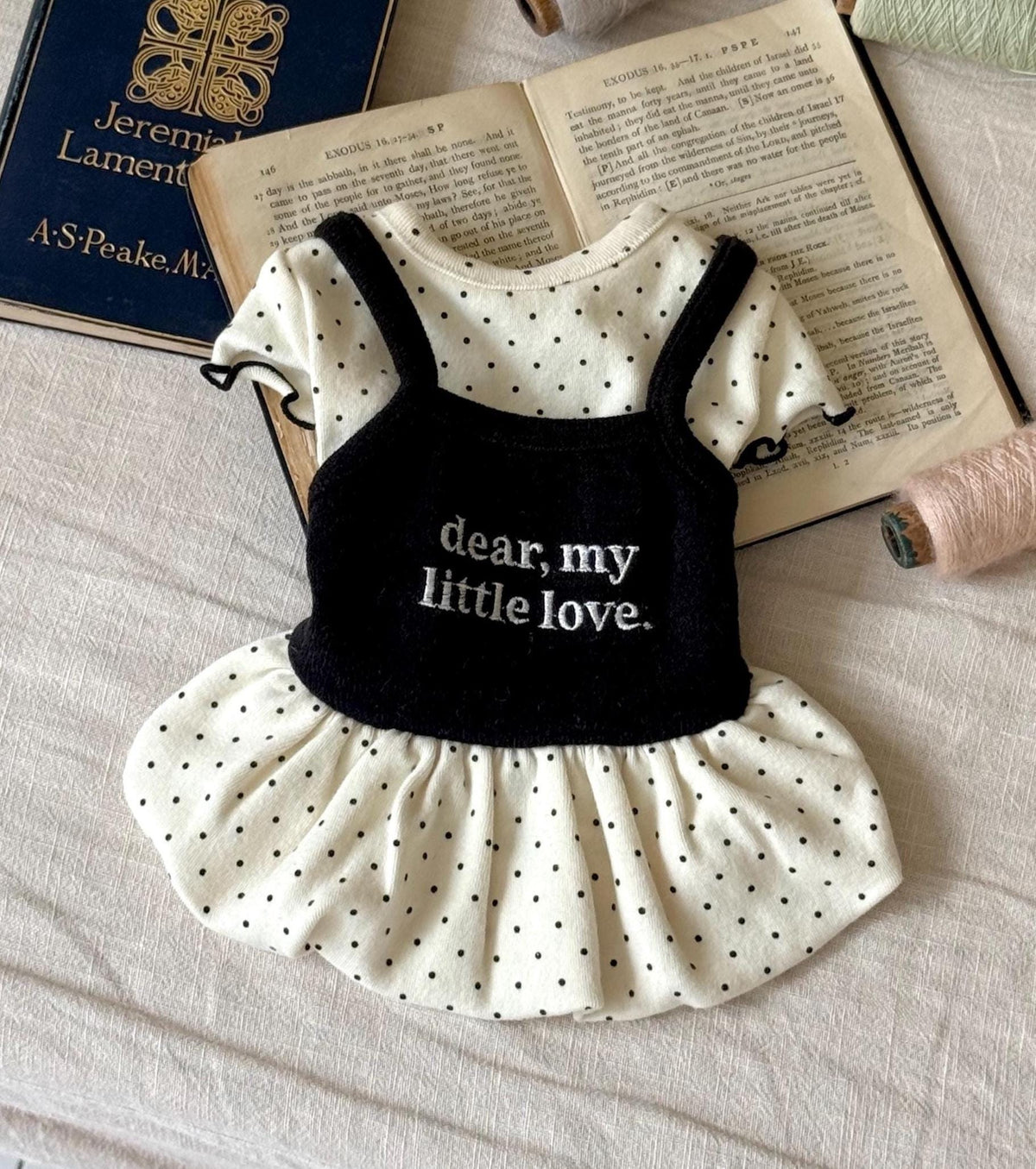 Little Dot Layered Dog Dress, Cami Overlay, Gathered Skirt - NKpup