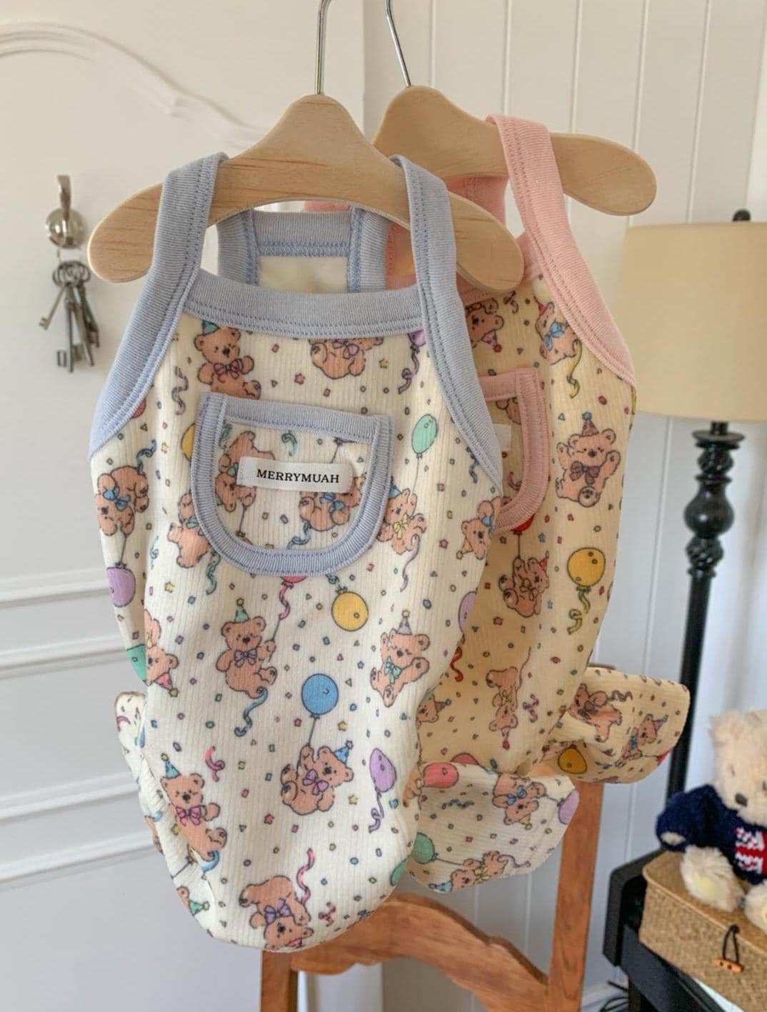 Party Bear Dog Overall, Brushed Fabric, Cozy Onesie - NKpup