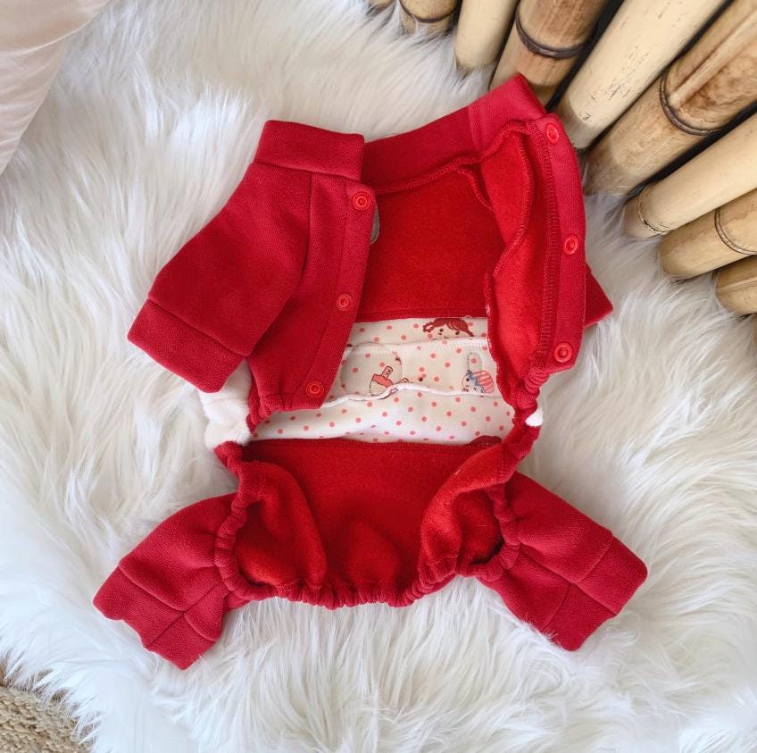 Rudolph Santa Dog Overall, Brushed Fleece, Christmas Outfit - NKpup