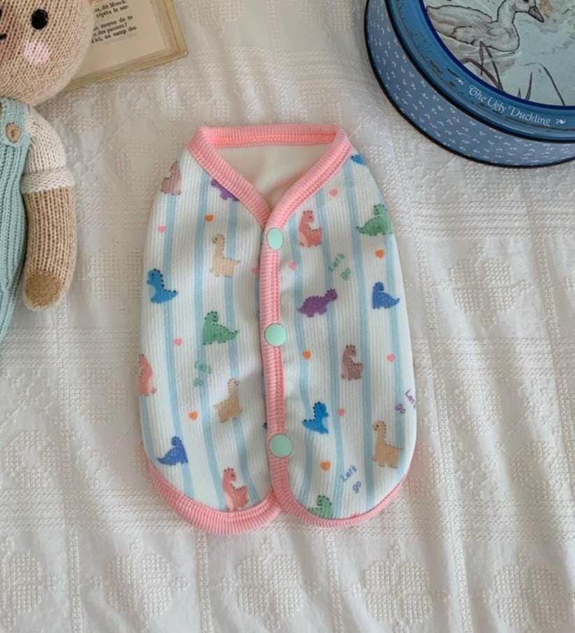 Dino Cozy Dog Vest, Colorful Dinosaur Print, Snap Buttons - NKpup