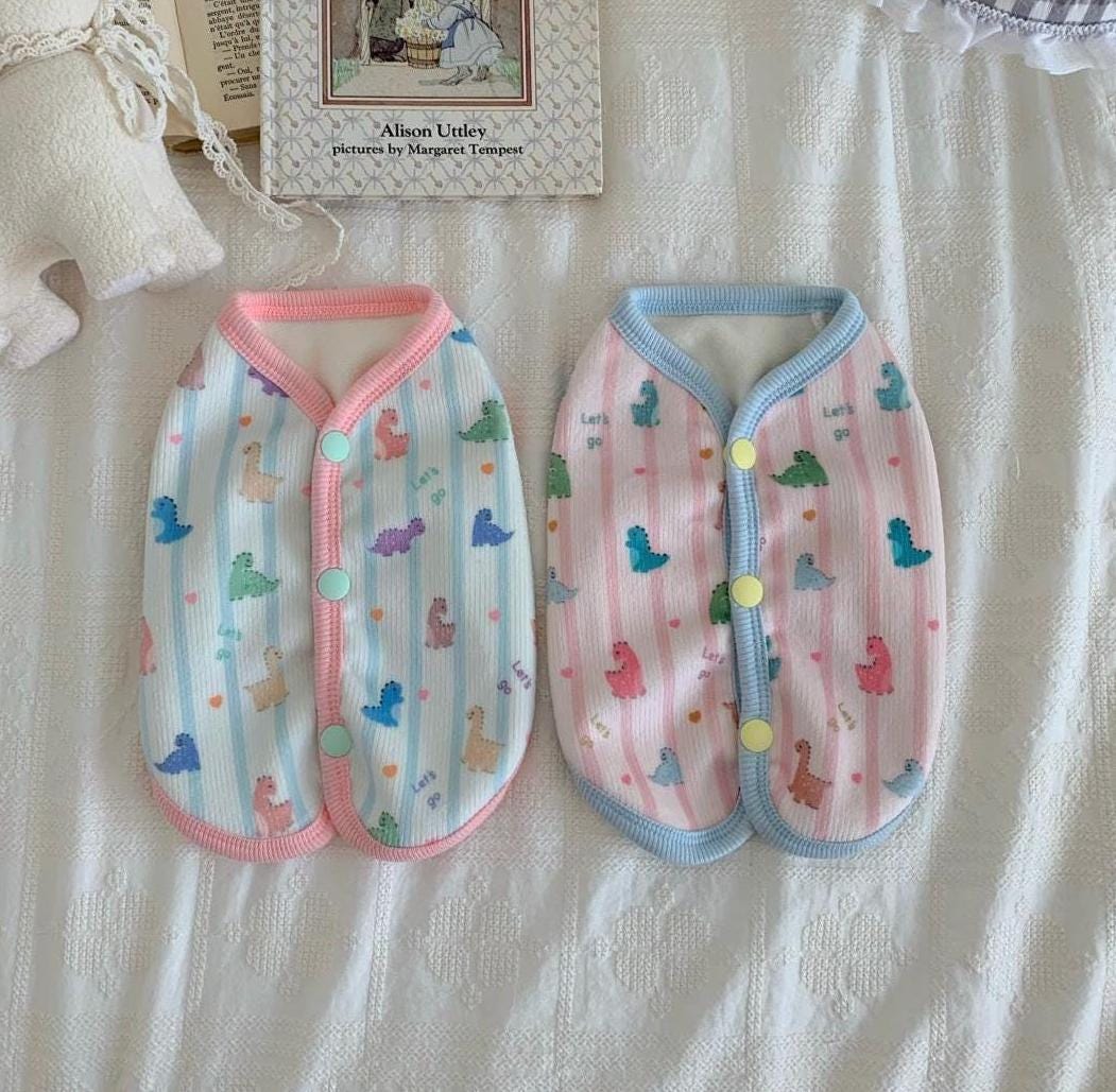 Dino Cozy Dog Vest, Colorful Dinosaur Print, Snap Buttons - NKpup