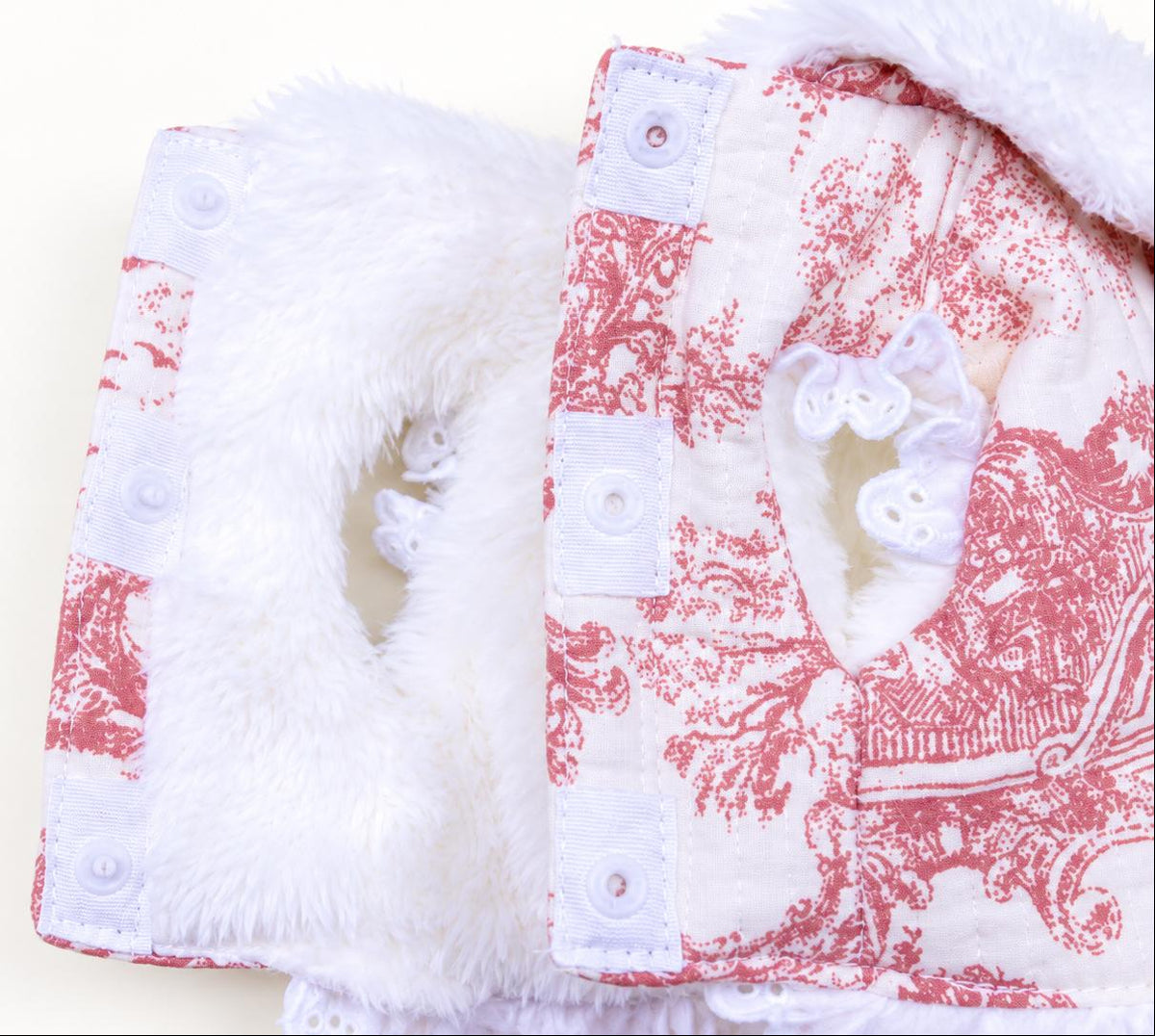 Vintage Bow D-Ring Vest, Faux Fur Lining - NKpup
