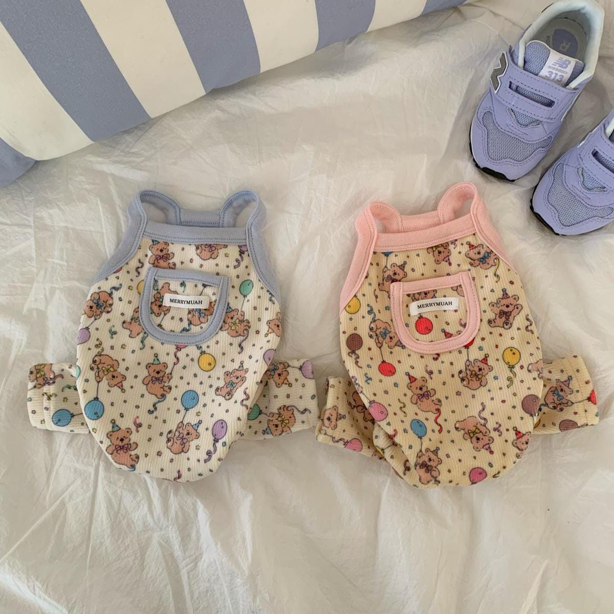 Party Bear Dog Overall, Brushed Fabric, Cozy Onesie - NKpup