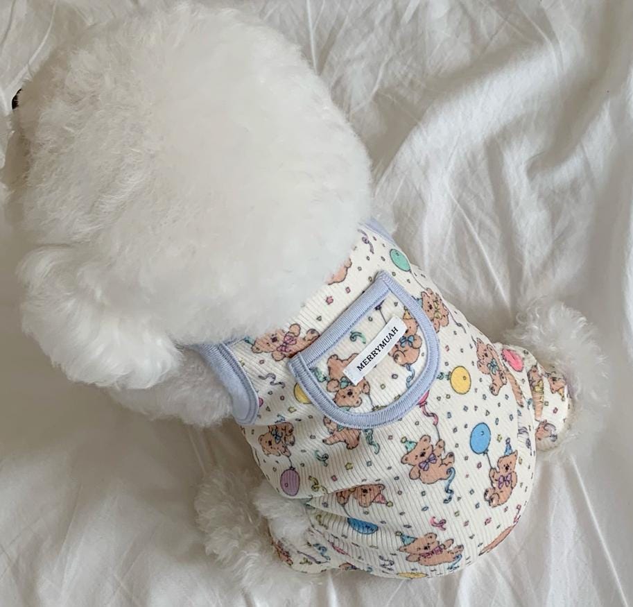 Party Bear Dog Overall, Brushed Fabric, Cozy Onesie - NKpup