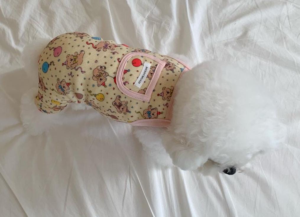 Party Bear Dog Overall, Brushed Fabric, Cozy Onesie - NKpup