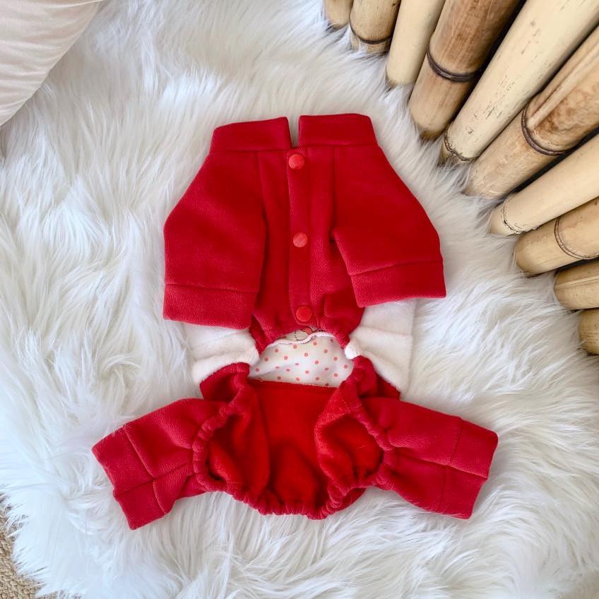 Rudolph Santa Dog Overall, Brushed Fleece, Christmas Outfit - NKpup