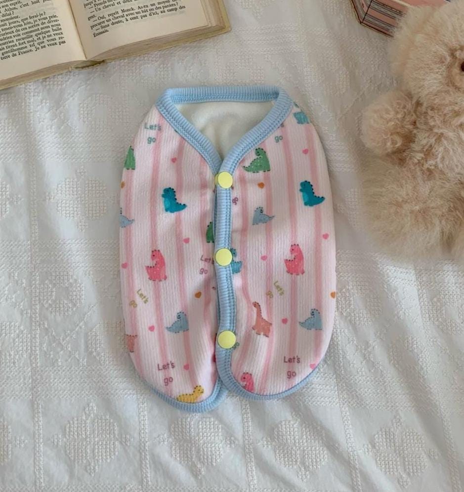 Dino Cozy Dog Vest, Colorful Dinosaur Print, Snap Buttons - NKpup