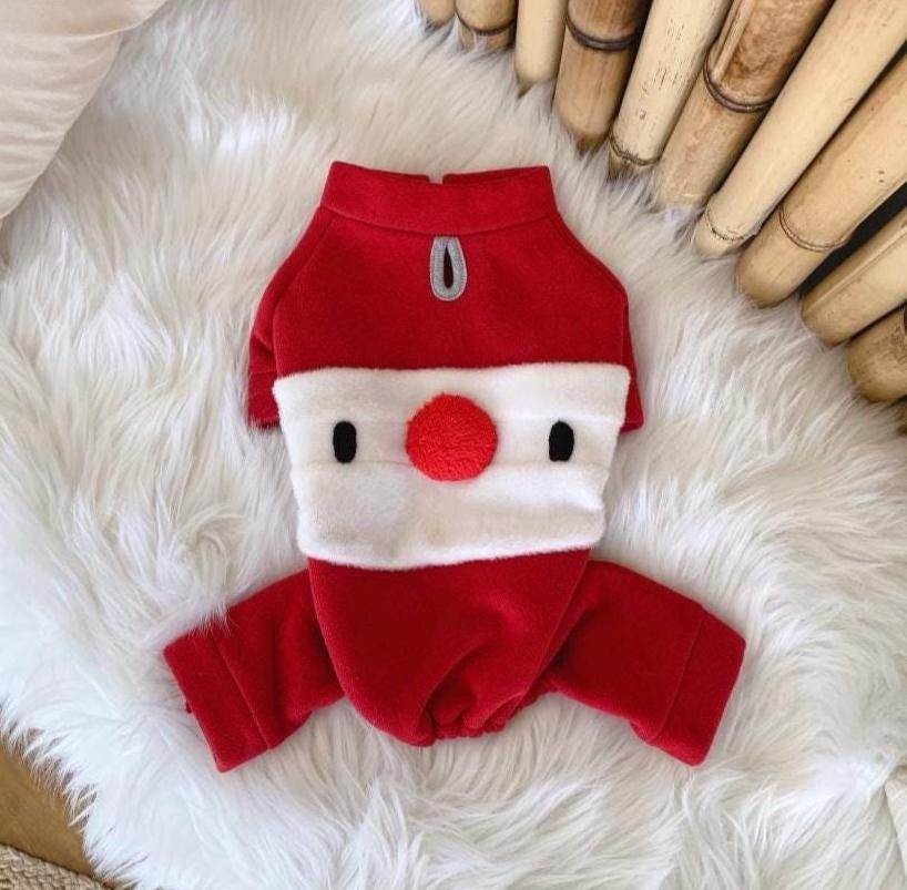 Rudolph Santa Dog Overall, Brushed Fleece, Christmas Outfit - NKpup