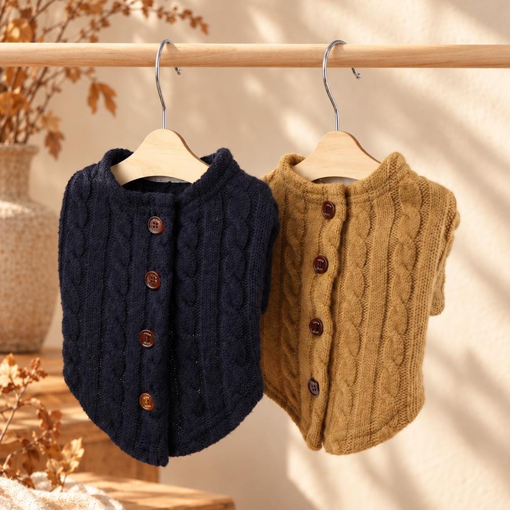 Classic Cable Knit Dog Cardigan, Button Front - NKpup