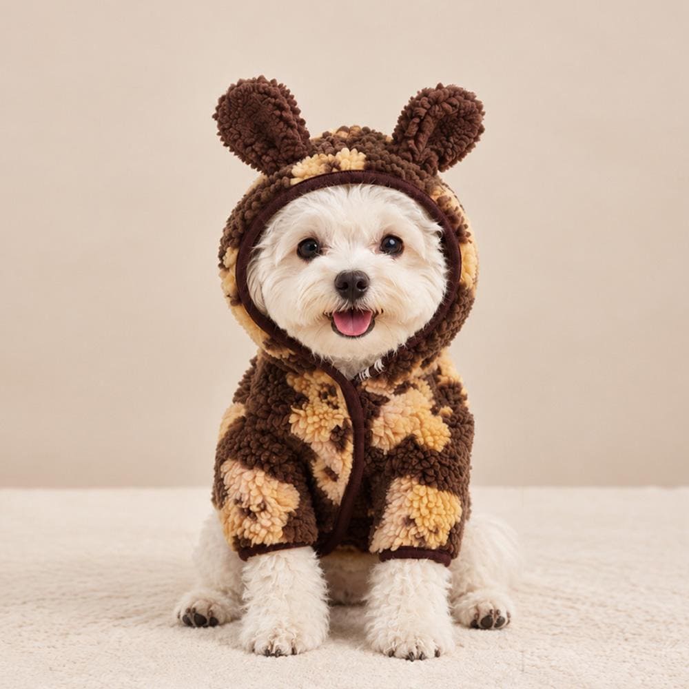 Bengal Bear Dog Fleece Hoodie, Cozy Winter Wear - NKpup