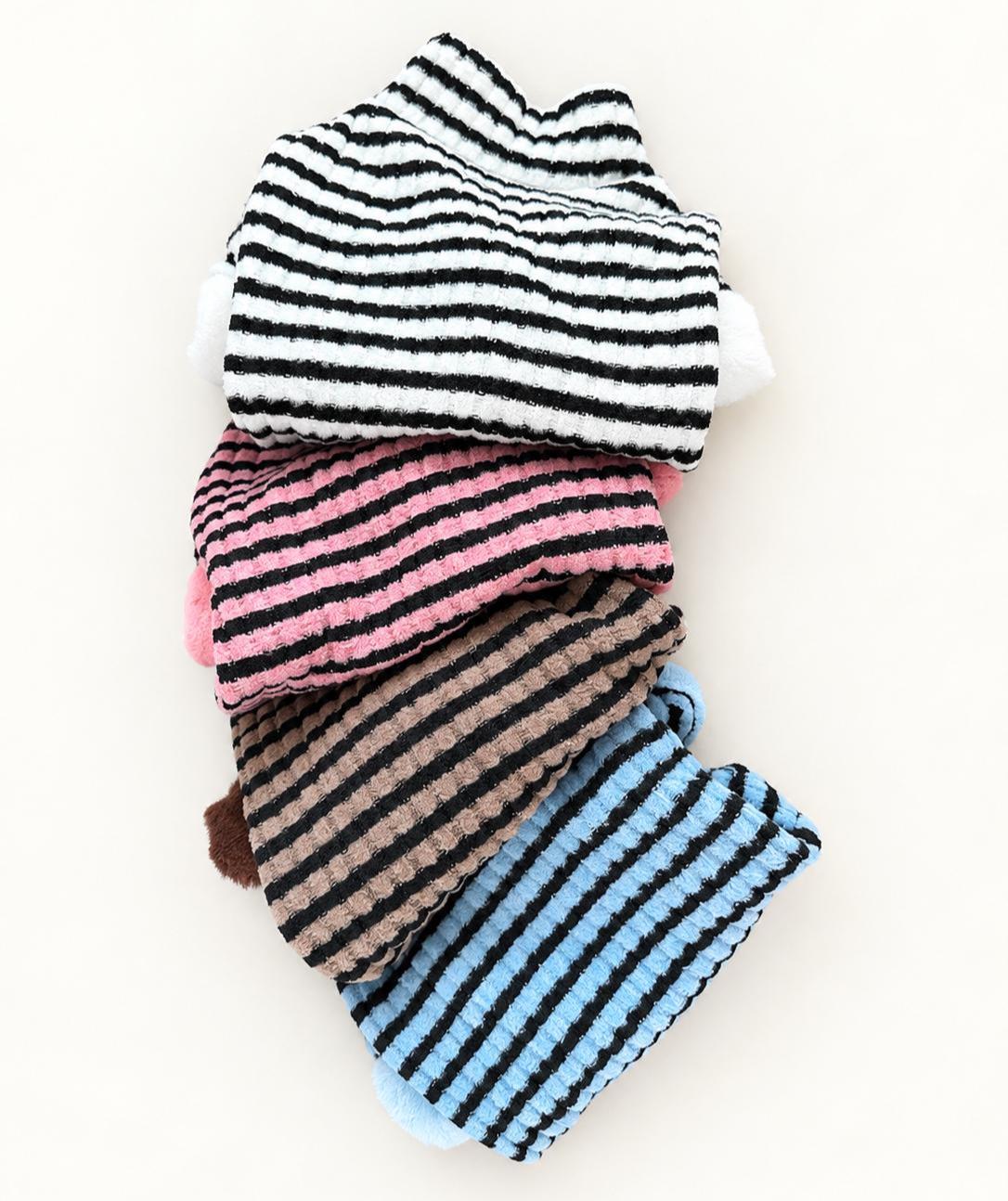 Cozy Stripe Dog Turtleneck Shirt, Plush Cuffs - NKpup