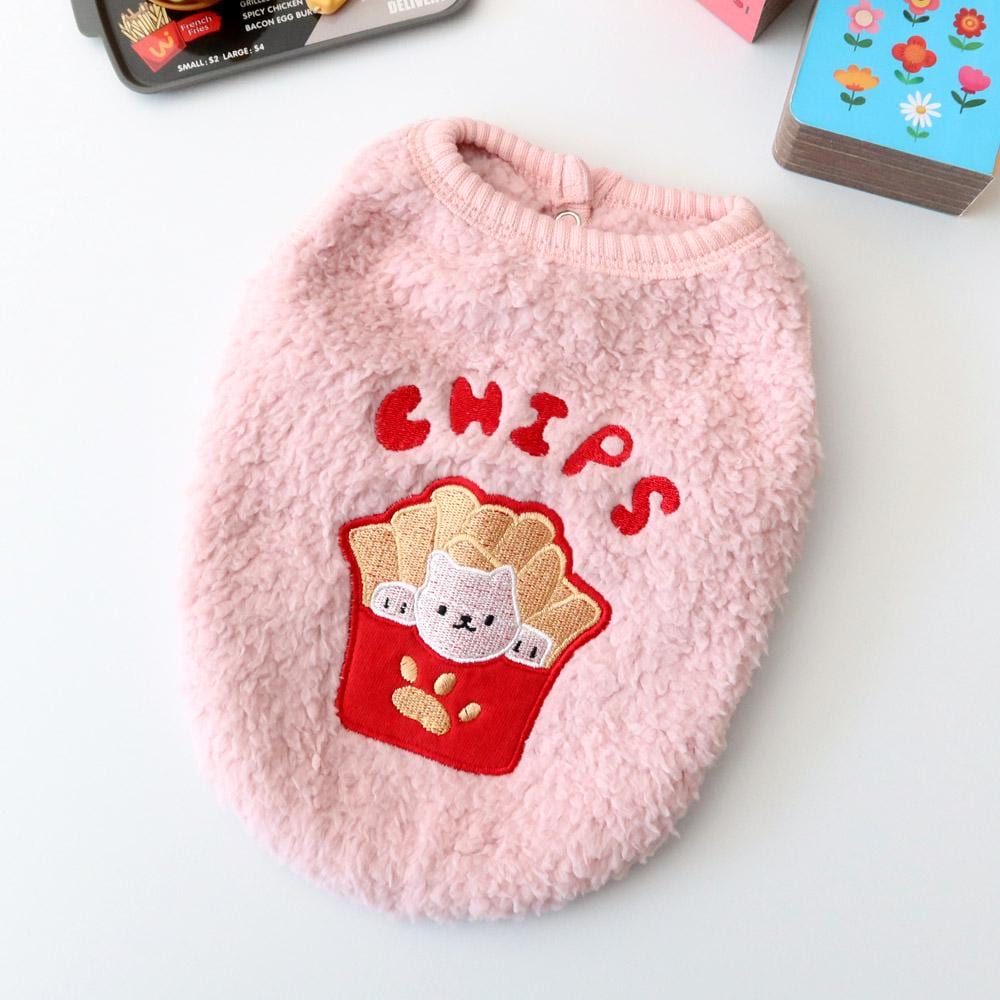 Food Boa Fleece Dog Vest, Embroidered Characters - NKpup