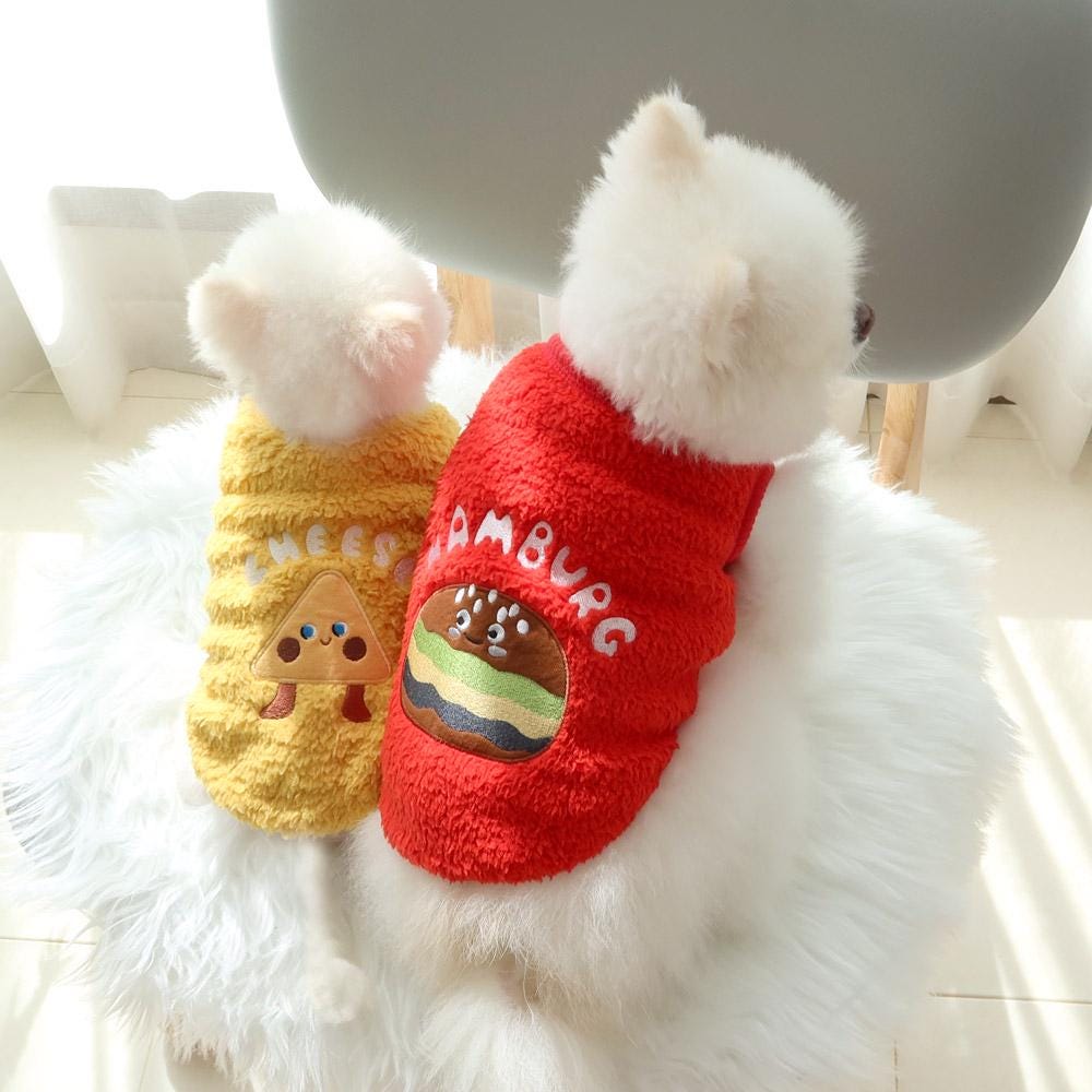 Food Boa Fleece Dog Vest, Embroidered Characters - NKpup
