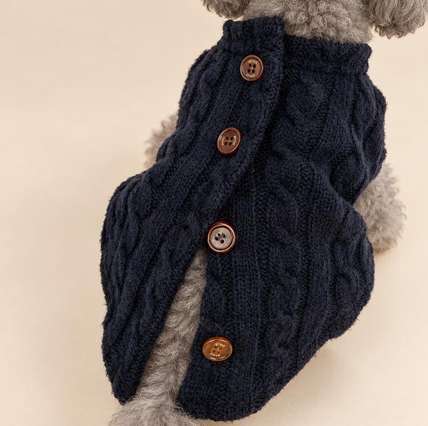 Classic Cable Knit Dog Cardigan, Button Front - NKpup