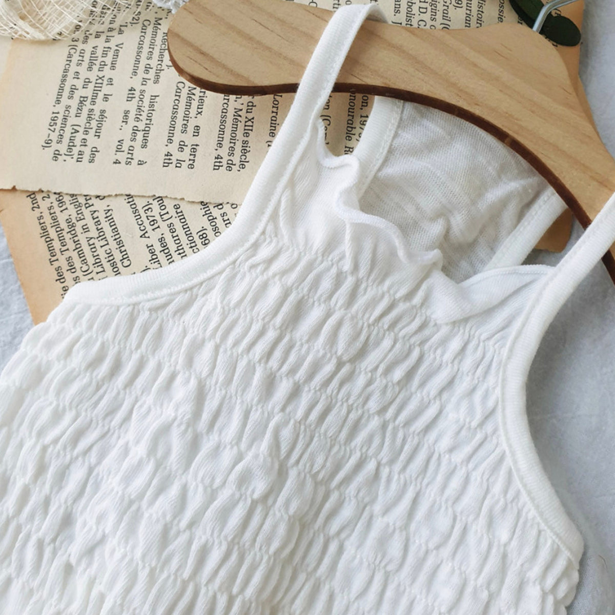 White solid smocked dog crop top by NKpup