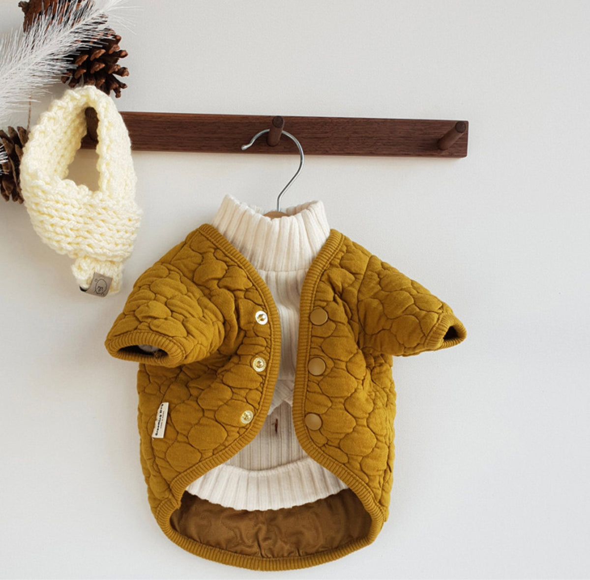 Natural Quilted Dog Cardigan