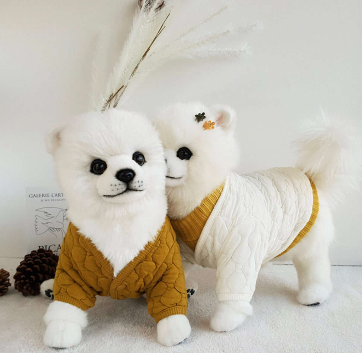 Natural Quilted Dog Cardigan