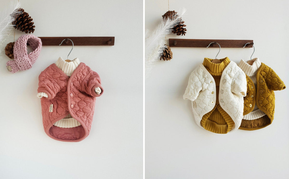 Natural Quilted Dog Cardigan