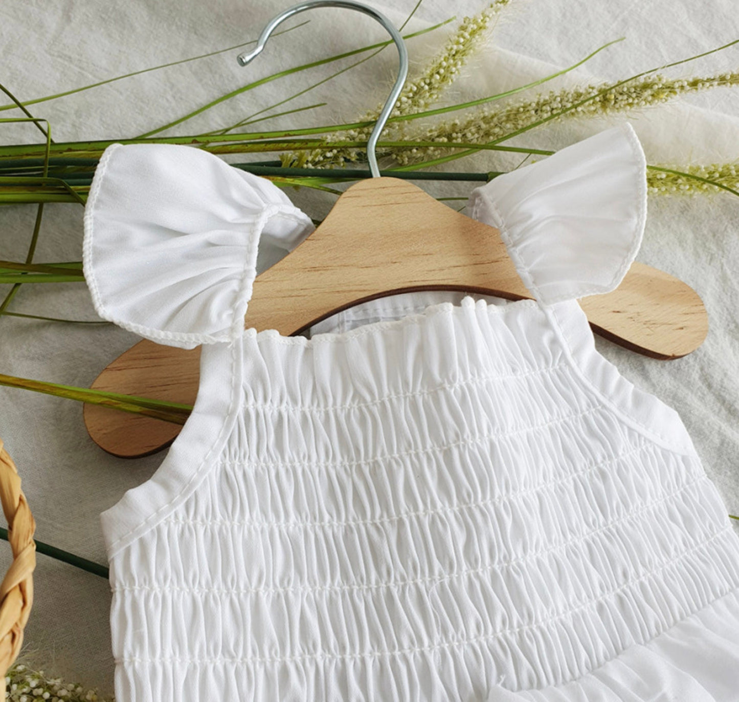 Smocked White Dress