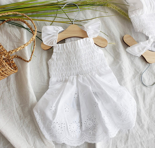 Smocked White Dress