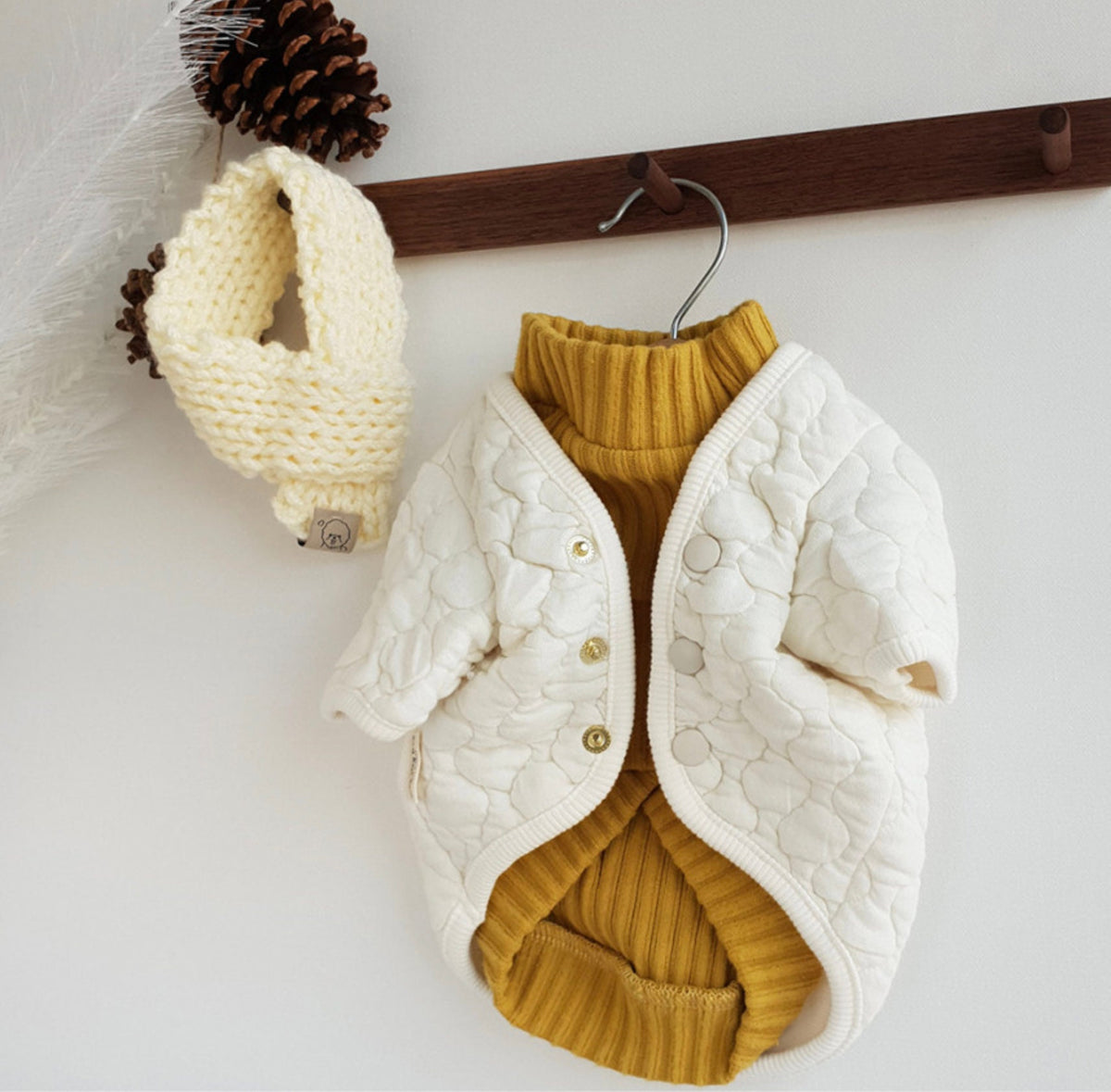 Natural Quilted Dog Cardigan