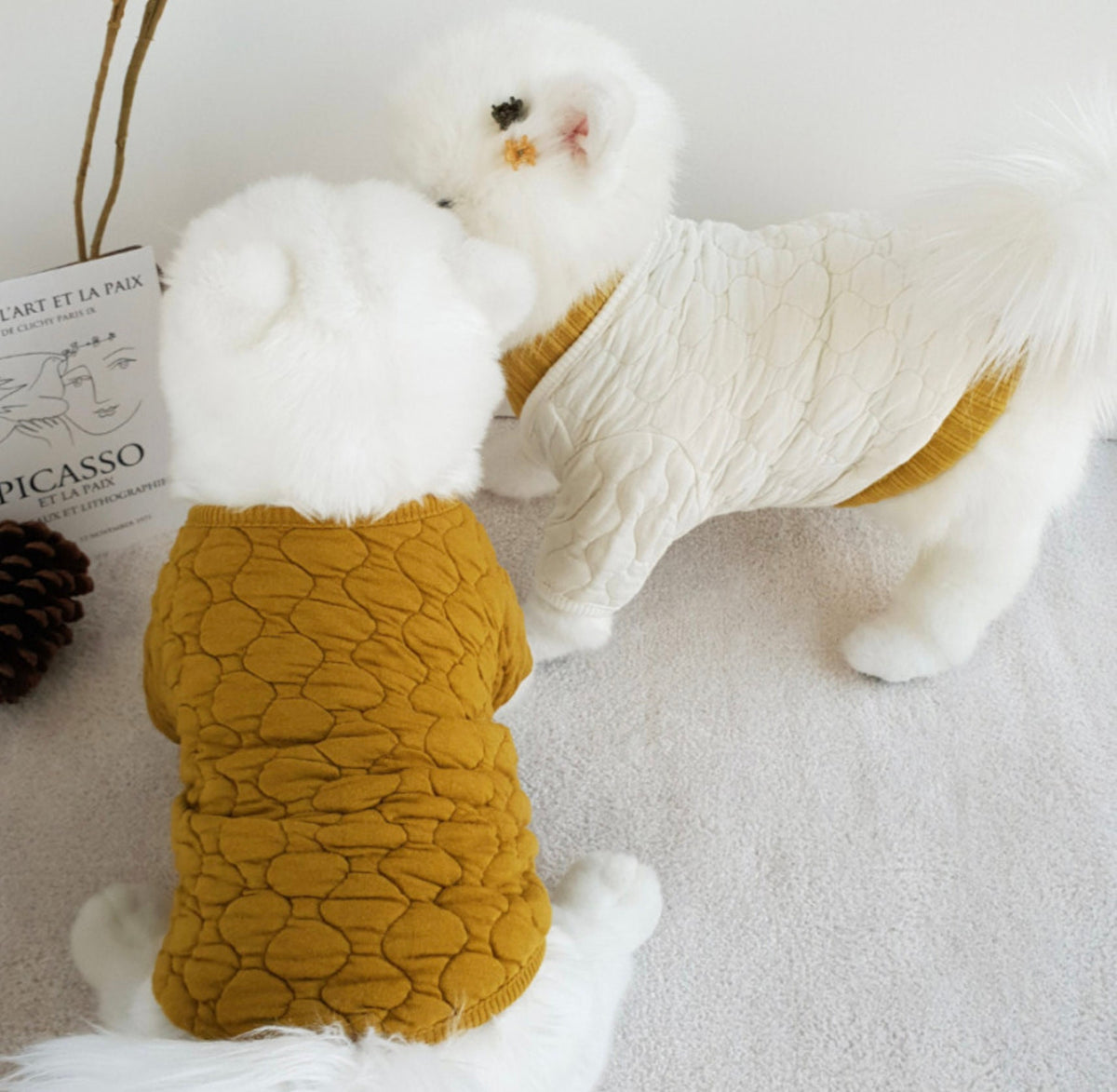 Natural Quilted Dog Cardigan