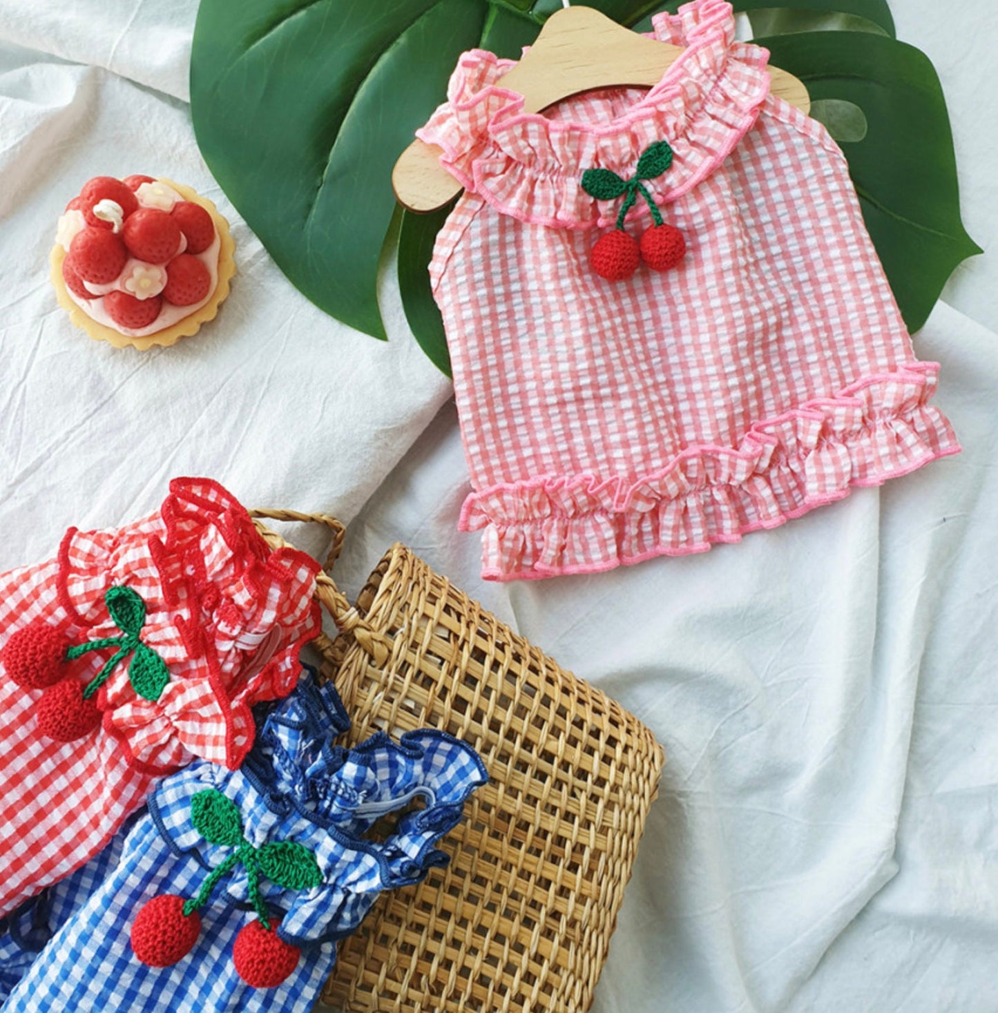 Gingham Cherry Crop top