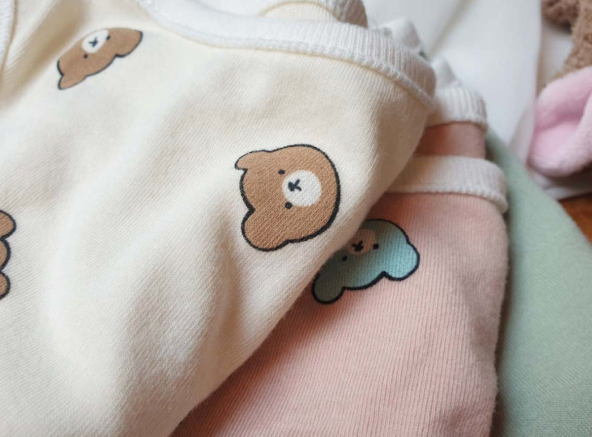 NKpup bear face pattern dog tank tops in cream and pink