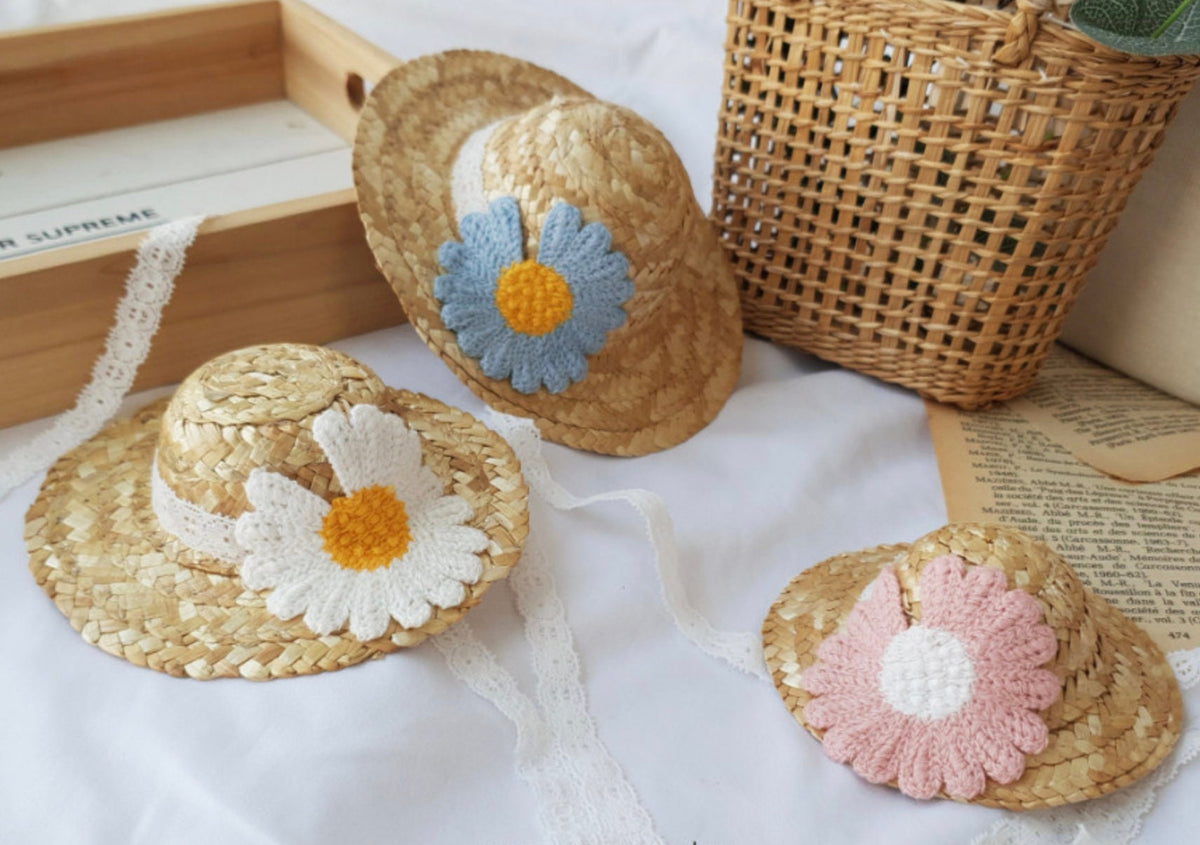 Straw Daisy Dog Hat