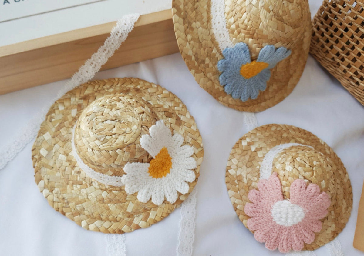 Straw Daisy Dog Hat