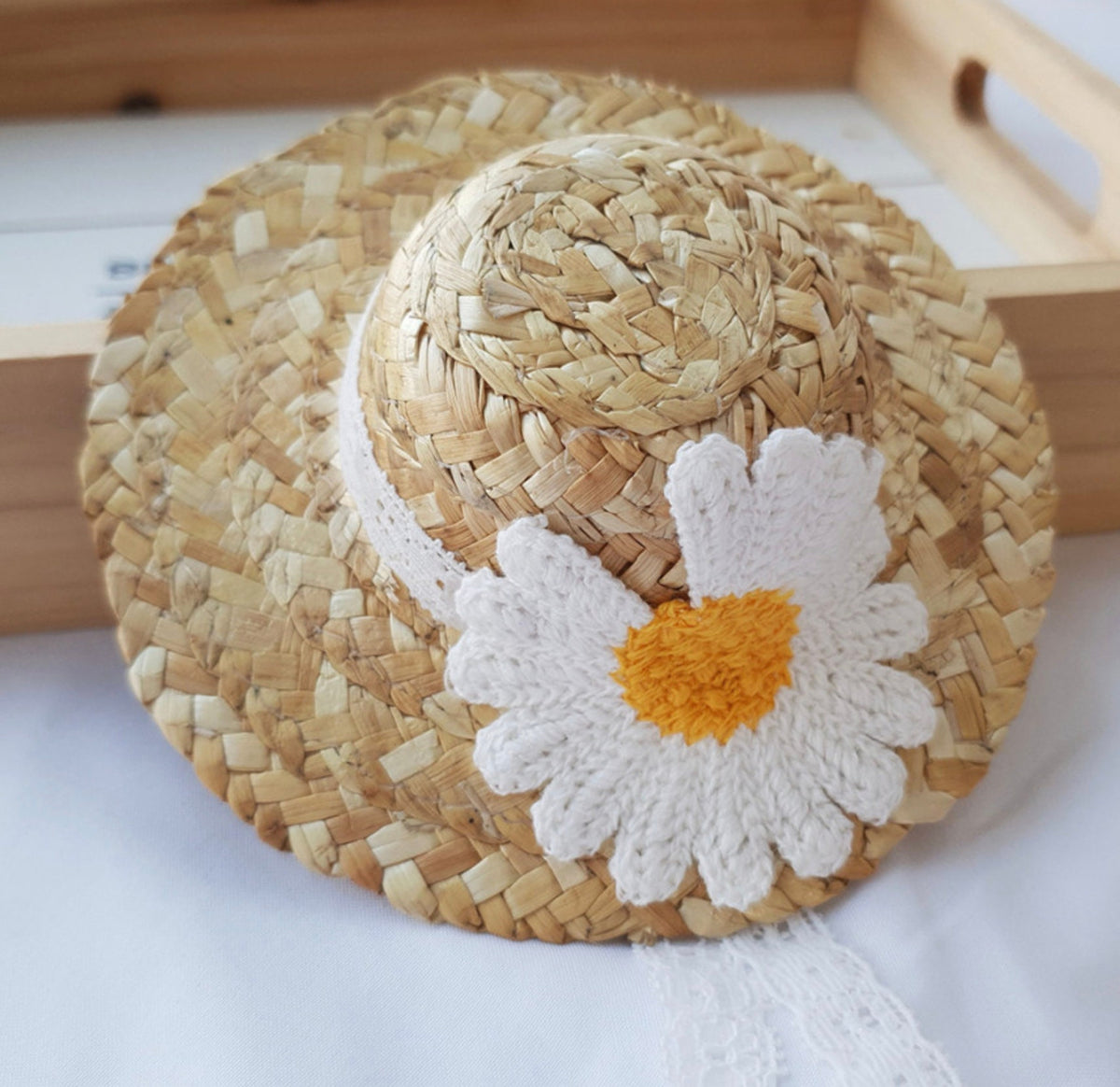 Straw Daisy Dog Hat
